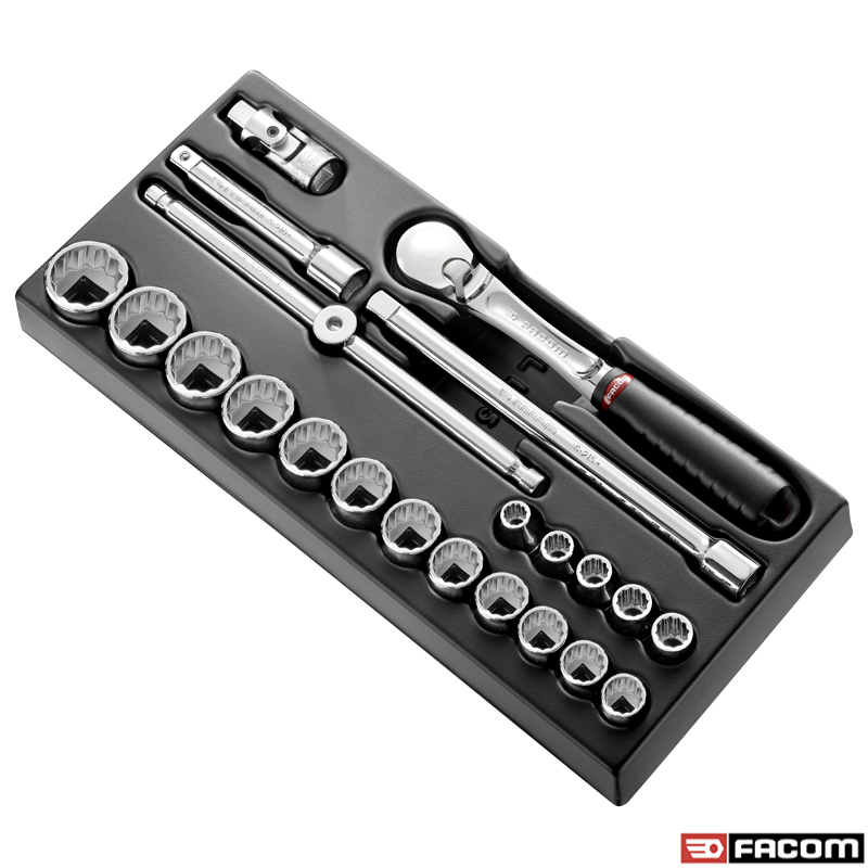 MOD.SL161-212U FACOM ΣΥΛΛΟΓΗ 22 ΕΡΓΑΛΕΙΩΝ 1/2' ΚΑΡΥΔΑΚΙΑ 12ΓΩΝΑ ΣΕ ΙΝΤΣΕΣ SL.161