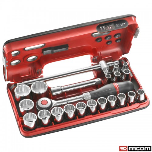 S.360DBOX412 FACOM 1/2' ΣΕΤ 22 ΕΡΓΑΛΕΙΩΝ STD ΜΕ ΚΑΡΥΔΑΚΙΑ 12ΓΩΝΑ ΜΕΤΡΙΚΑ 8-32ΜΜ & ΚΑΣΤΑΝΙΑ S.360 ΣΕ ΘΗΚΗ